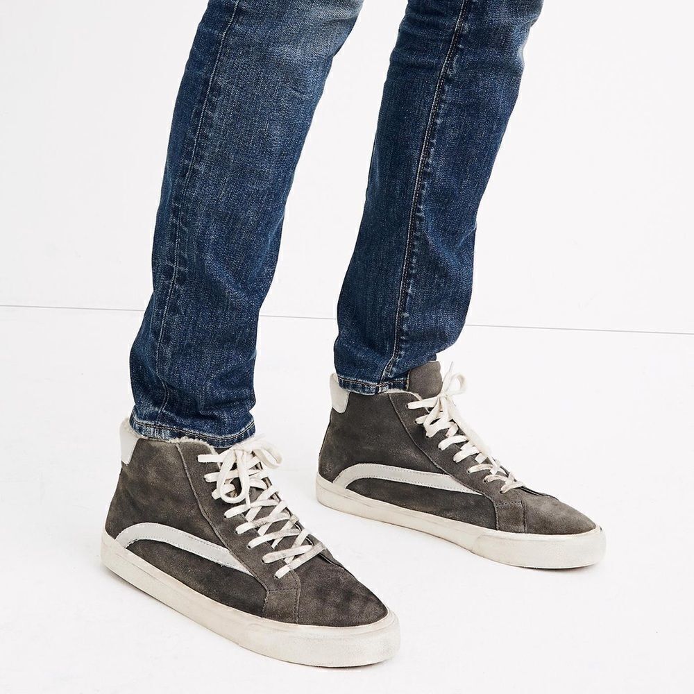 Madewell Suede Sidewalk Hi Top Sherpa Sneakers